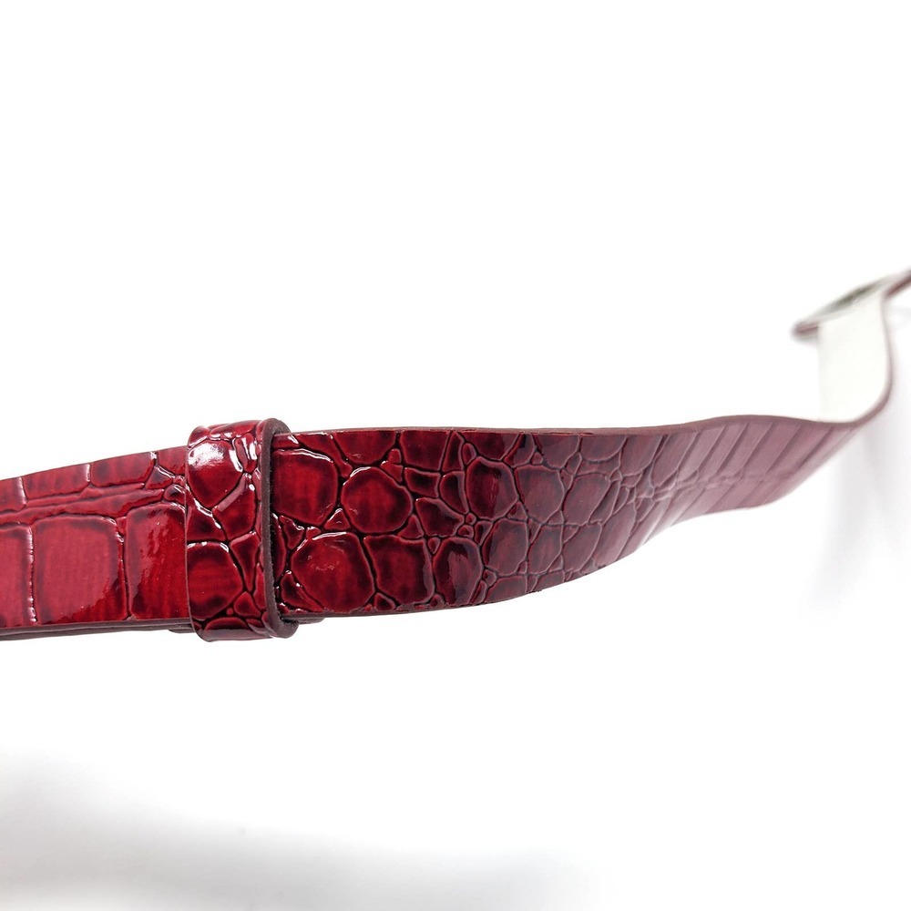 Chicos Womens Medium/Large Red Leather Croc Belt Buckle Chain Diamond - Picture 3 of 9